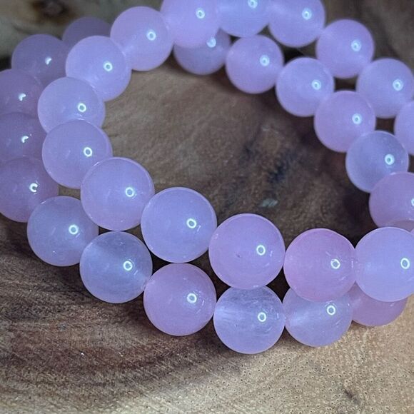 Rose quartz stretch bracelet large beads 10mm beaded 7” crystal healing - Picture 6 of 8